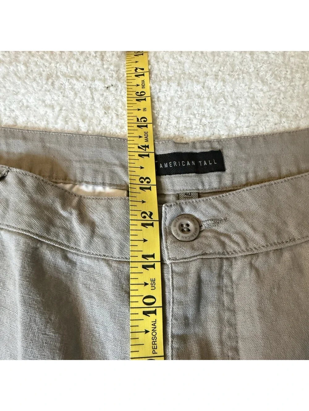 American Tall Men’s 40XT Linen Cotton Flat Front Khaki Shorts Beige